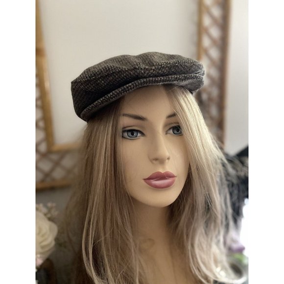 Vintage‎ Men’s Wool Brown Gray Tweed Driver Cap Union Made Marked M Fits S Lined - Picture 14 of 16